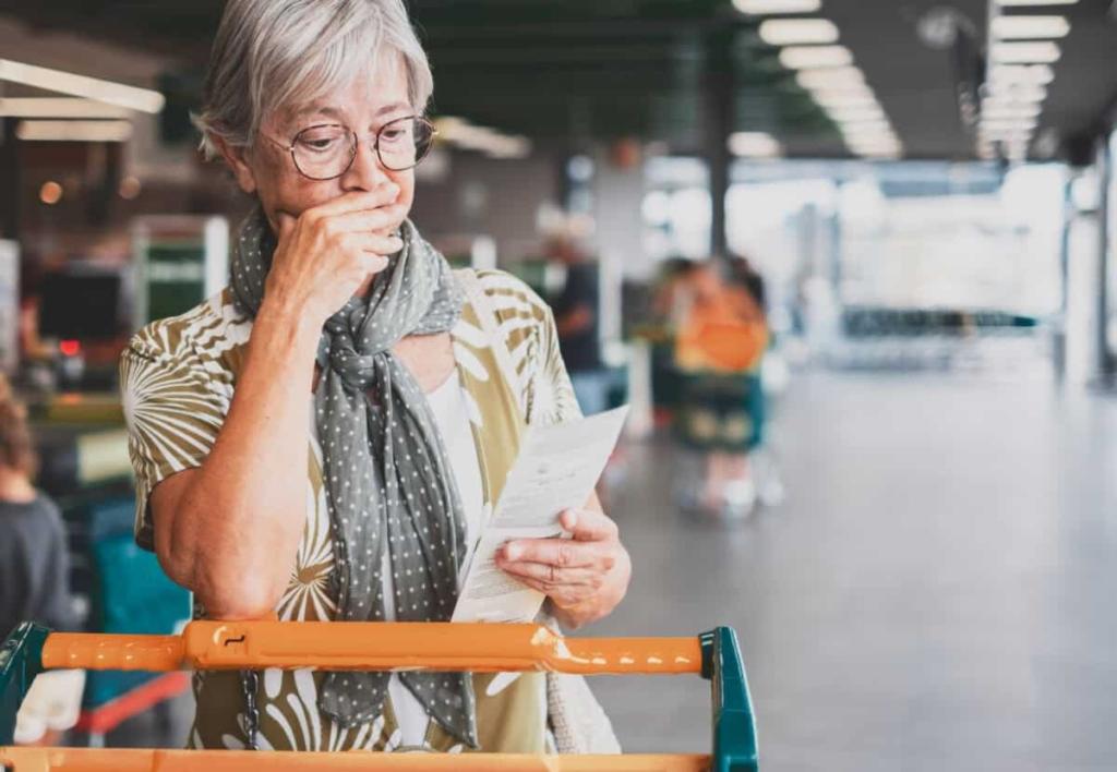 shopper checks her receipt